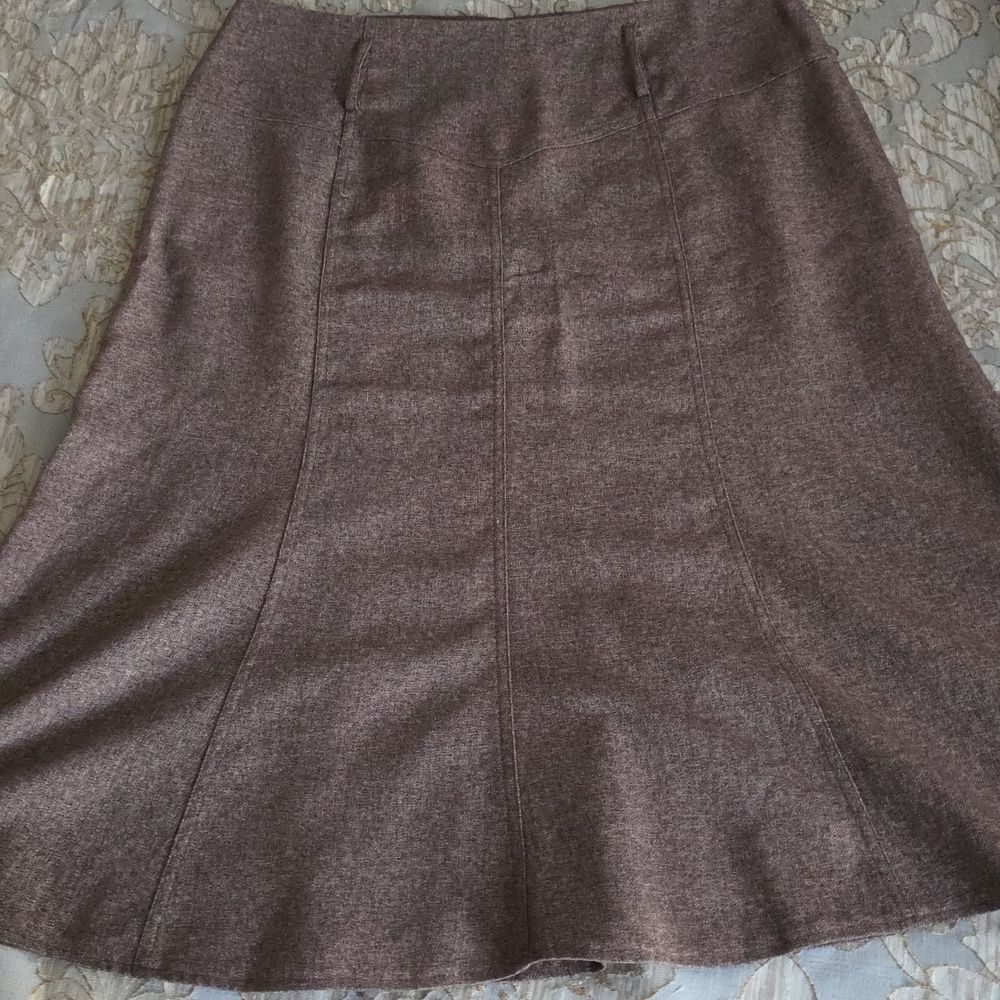 Heathered Ponte Knit Chocolate Brown Size 14 Skirt With Belt Loops